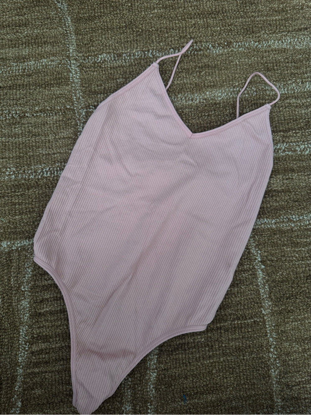 Colsie Blush Pink Ribbed V‑Neck Bodysuit